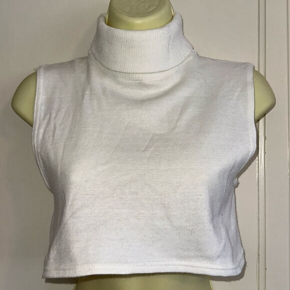 Vtg Paris Accessories white acrylic/spandex ribbed turtleneck dickie layer top - Picture 1 of 6